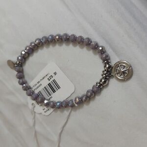 H.E.L.P. by T.Jazelle Compass Rose Charm Charity  Purple Crystal Bracelet NEW